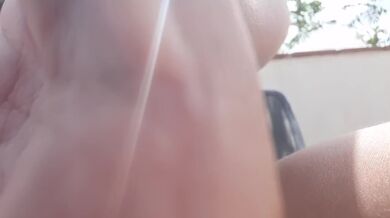 THE NEIGHBOUR CAUGHT ME OLAYING WITH MY PUSSY OUTSIDE