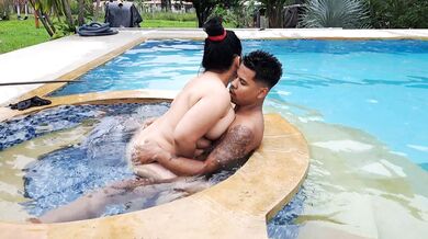 This rich mature sucks my dick while we are in the pool Part 2 moves that rich ass