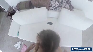 Horny Callie get fucked infront of glass by bf in all position with love