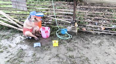 Outdoor bath bedroom sex