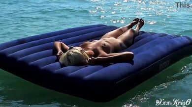 Beautiful girl, big boobs, nude beach, nude in public, nudist, outdoor, blonde, hot bitch, naked girl, naked in public, slow mot