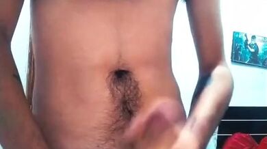 Young man with big cock masturbating on cam