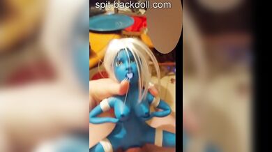 mini blue spit-backdoll