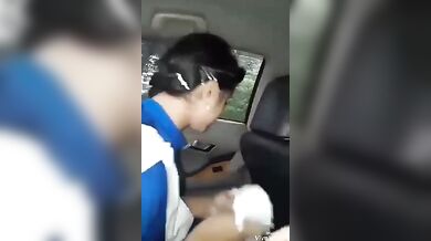 Beautiful Horny School Girl Quick Blowjob Her Boyfriend Cock In Car