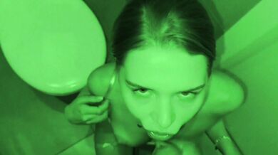 Risky public sex in the toilet. Picked up a slut in the night club. Cum on her panties