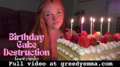 Birthday Cake Destruction - Feet Only - Cake Sitting Mess Foot Feet Fetish Worship Soles Toes
