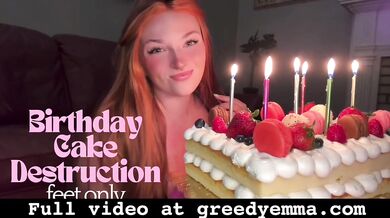 Birthday Cake Destruction - Feet Only - Cake Sitting Mess Foot Feet Fetish Worship Soles Toes