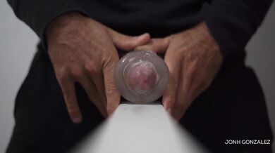 Loud Moaning Fleshlight Screw - Slow Motion Cumshot - Close Up