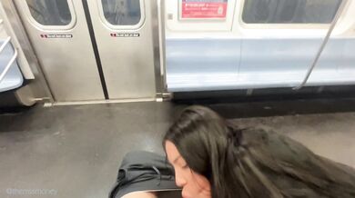 RISKY BLOWJOB, MADE HIM CUM ON NYC SUBWAY