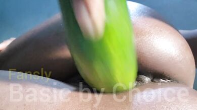 Black Girl Masturbates with Cucumber