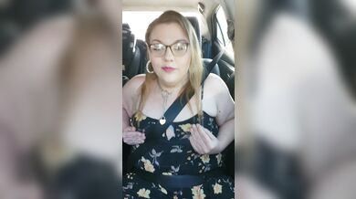 Quick tit flash while riding in car public almost caught