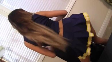 Sexy Cheerleader With Huge Boobs Does Hot Joi To Stay On The Team - August Ames Porn