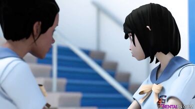 Interracial Lesbians College Sex Break - 3D Hentai