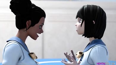 Interracial Lesbians College Sex Break - 3D Hentai