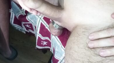 High-quality home masturbation with metal balls rings!