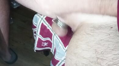High-quality home masturbation with metal balls rings!