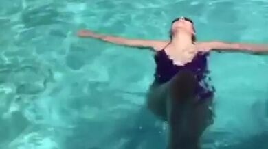 Sequins and stockings, underwater handstands, shiny tights, realise swimsuit in public, compilation