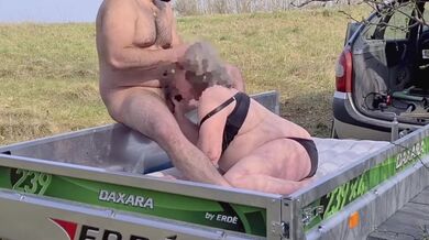 PUBLIC MATURE PORN: OUTDOOR ANAL SEX AND CUM SWALLOWING CAM2 1of2