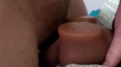 White Boy cums on sex doll