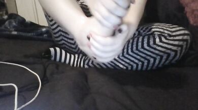 Bare Pretty, Stinky Freet Get Spa Day Massage With Scented Lotion, in And Out of Thigh Socks