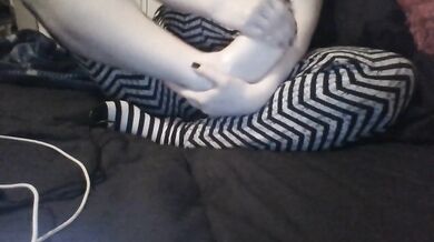 Bare Pretty, Stinky Freet Get Spa Day Massage With Scented Lotion, in And Out of Thigh Socks