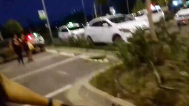 Strolling in the mall alone in the dark