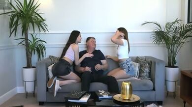 Old Fart Enjoys The Sweet Pleasures Of Two Fresh Young Pussies