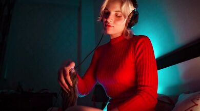 ASMR Ear Licking & Close Breathing in Red Dress