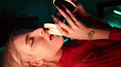 ASMR Ear Licking & Close Breathing in Red Dress