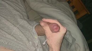 Slow motion cumshot at bedtime