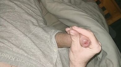 Slow motion cumshot at bedtime