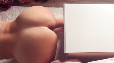 Naughty MILF with big ass mounts dildo and makes herself cum masturbating doggy style