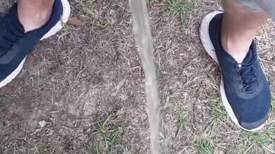 Pissing into the wind during a summer storm splashing all over me