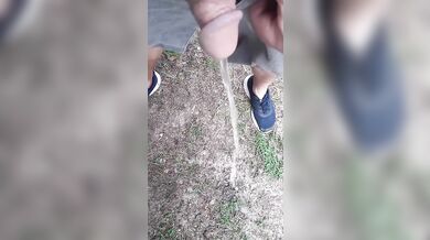 Pissing into the wind during a summer storm splashing all over me