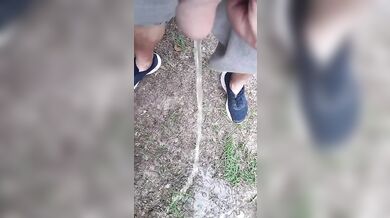 Pissing into the wind during a summer storm splashing all over me