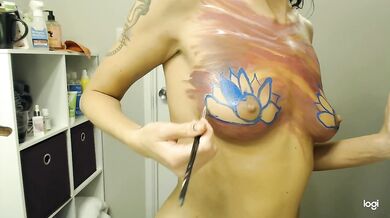 My First Time Body Paiting with Gentle Touch and Romantic Music