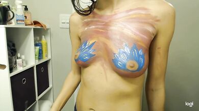 My First Time Body Paiting with Gentle Touch and Romantic Music