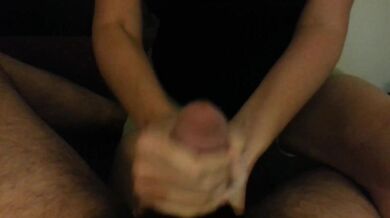 MILF Wife gives a quickie hand job with cumshot happy ending! CFNM