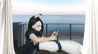 HENTAI Aibu。ベランダ。メイド。拘束されながらオナニー。