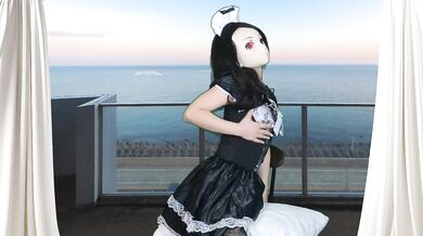 HENTAI Aibu。ベランダ。メイド。拘束されながらオナニー。