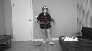 Busty BBW MILF tries on a nurse costume