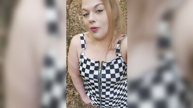 Bbw milf Public forest flashing small tits and fat pussy