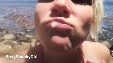 Teen Swallows Cum on the Beach After Sloppy Blow Job porn (Mister Spunks, Sexy Spunky Girl)