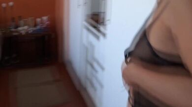 I show my stepmother my cock and jerk off while she shows off in erotic lingerie