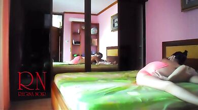 lady tries on her BF's underwear. Men's shirts and pants. Part 4