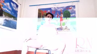 Photo shot. Bride in white dress and have no panties in art gallery.2