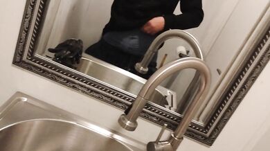 Bathroom stroking it at work