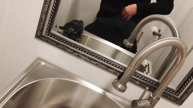 Bathroom stroking it at work