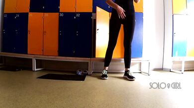 School locker room, innocent public masturbation