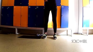 School locker room, innocent public masturbation